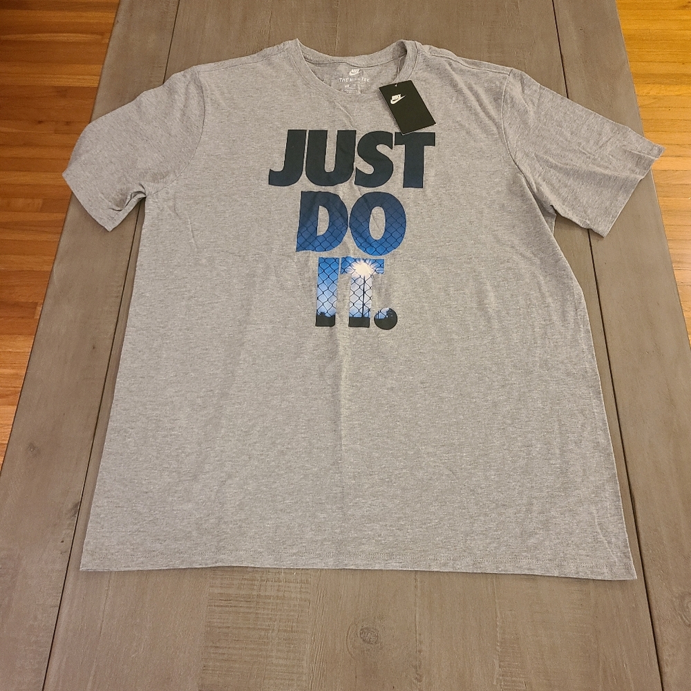Nike Gray and Blue Just Do It Tee